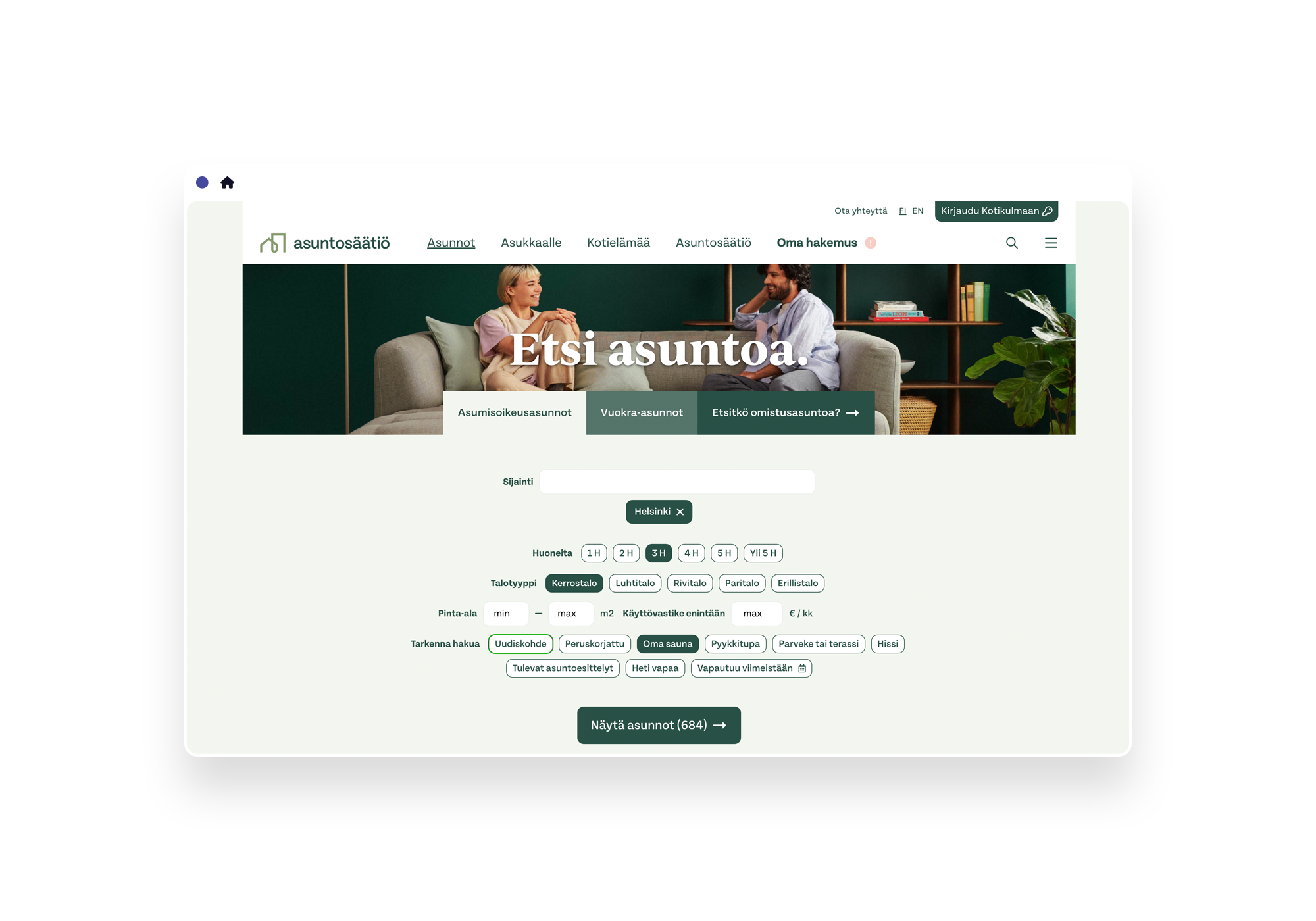 Asuntosäätiö front page