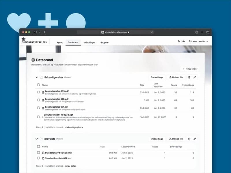 Image showing the Danish Health Authority's website 