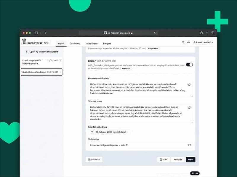 Image showing the Danish Health Authority's website 