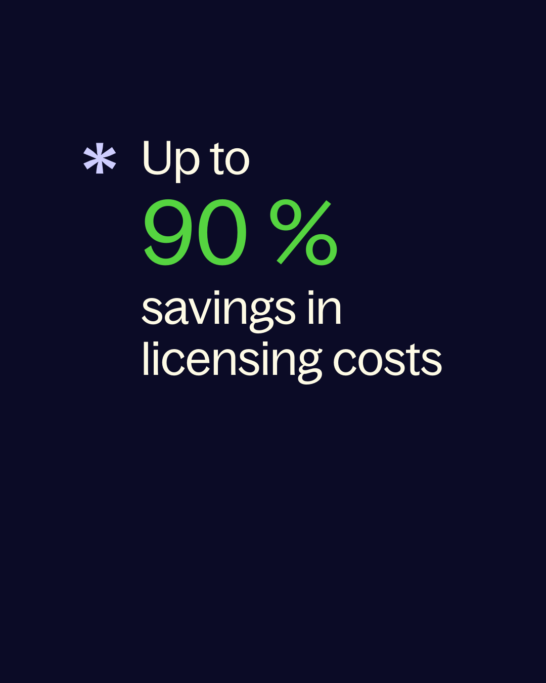 90 % savings in licensing costs