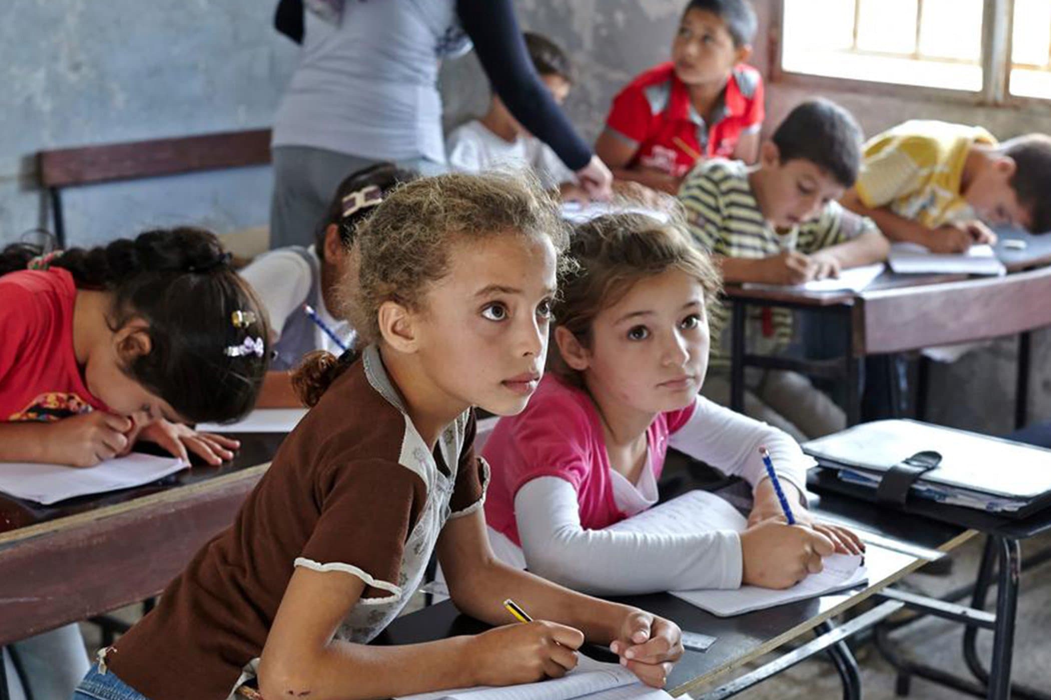 Girls studying in a classroom